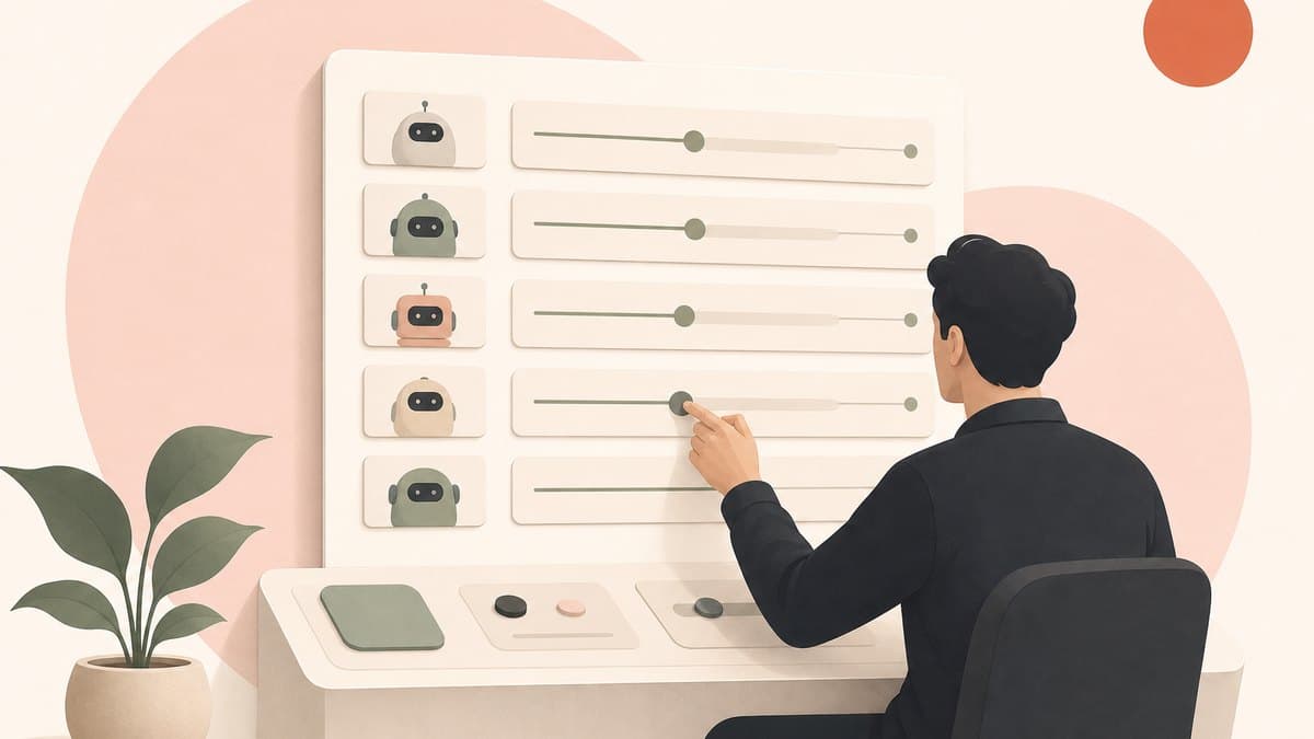 A founder reviewing scoped access grants for a fleet of software agents on a permissions board