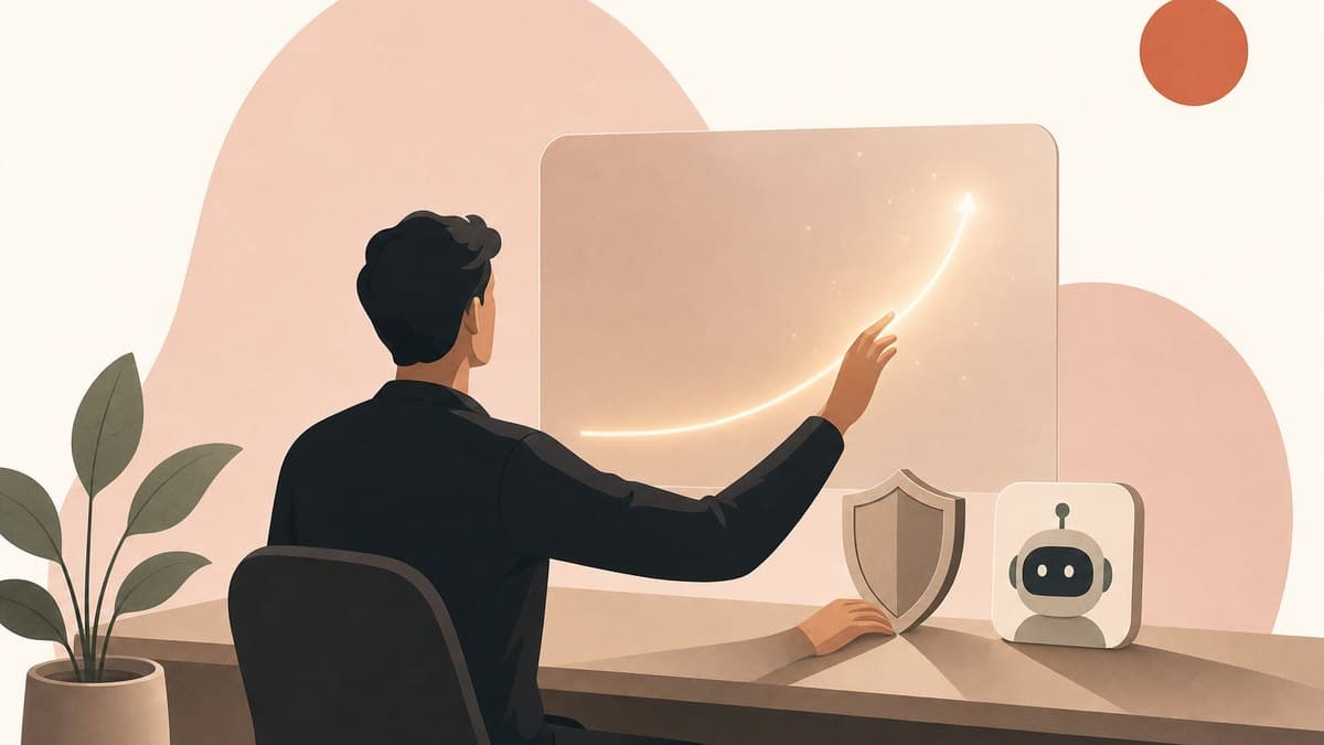 A founder balancing fast AI adoption with safety guardrails from a single desk