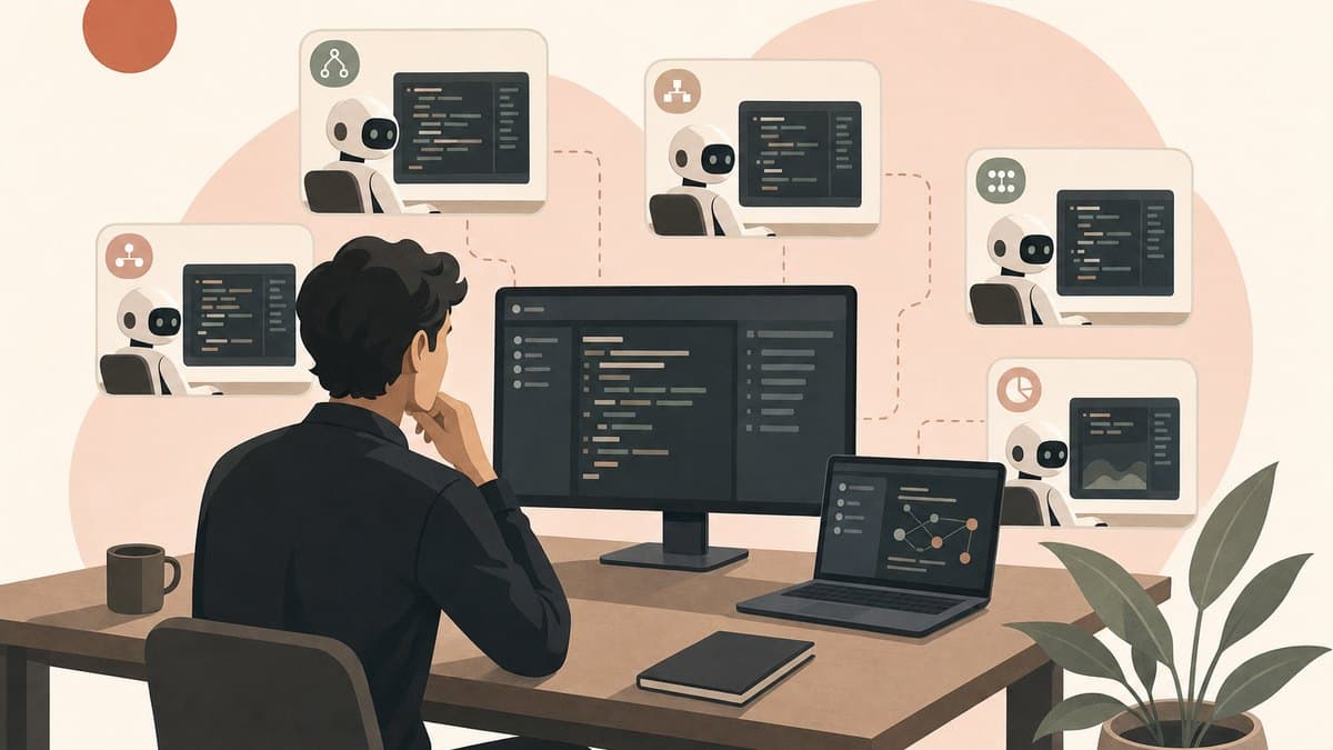 A single founder directing a team of AI coding agents working in parallel