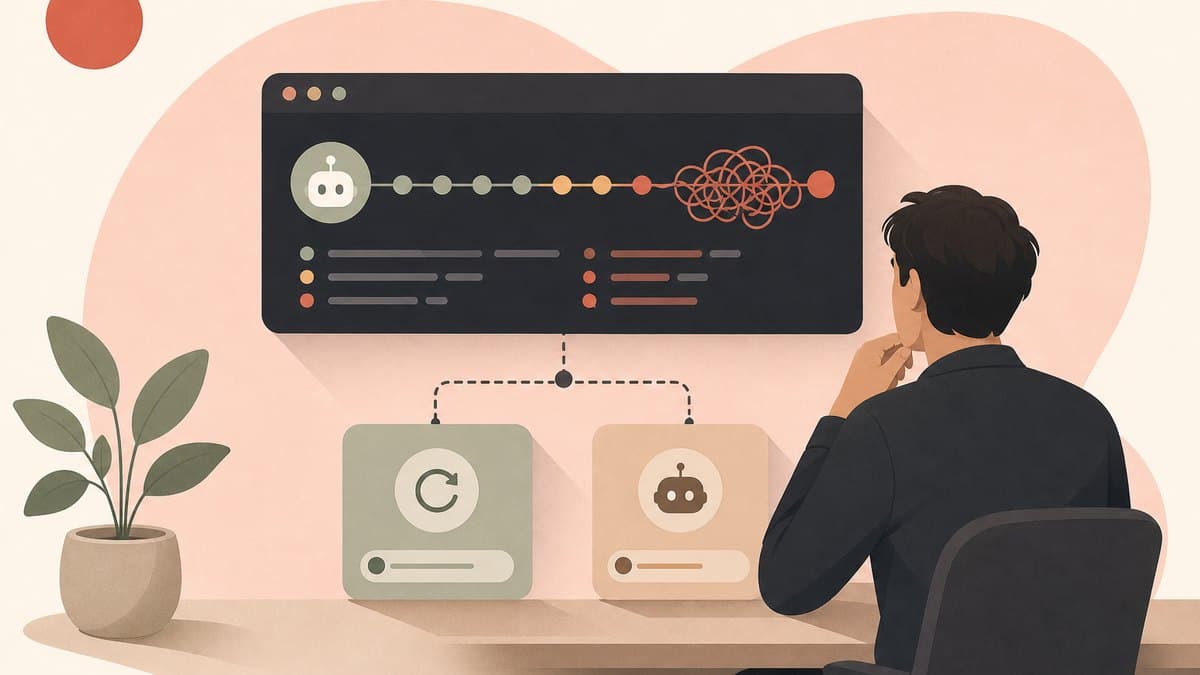 Context rot in practice: a founder watching a long AI agent session degrade, choosing between clearing the context and delegating the work to a fresh sub-agent