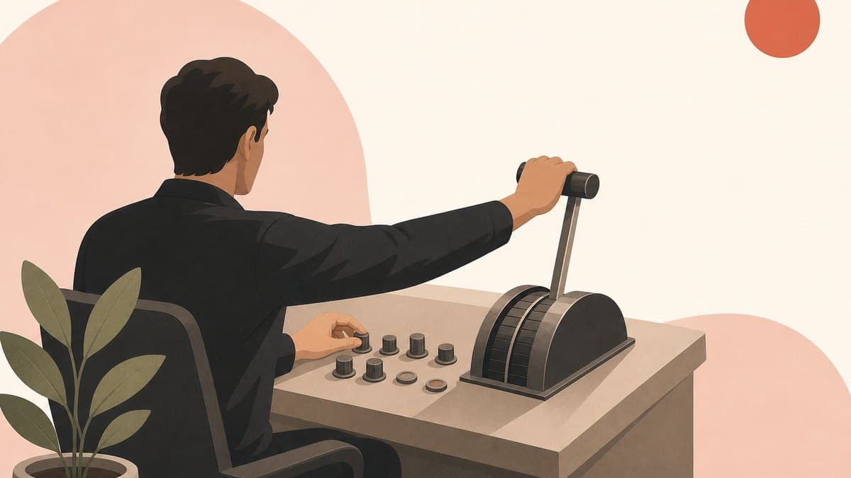 A founder at a control desk opening one throttle wide while metering several smaller ones