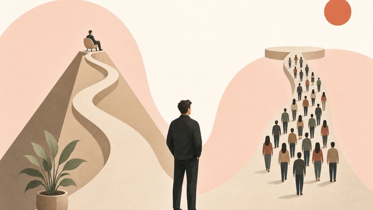 A founder weighing two paths to sell: top-down to an executive and bottom-up from individual users